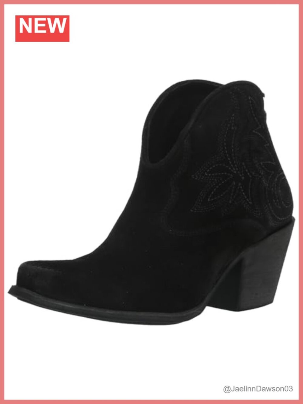 ARIAT Layla Western Boot, Faux Leather Snip Toe Block Heel Zip Bootie